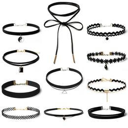 Chokers Korean Fashion Velvet Choker Necklace for Women Vintage Sexy Lace with Pendants Gothic Girl Neck Jewellery Accessories 231021