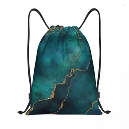 Shopping Bags Blue And Turquoise Agate Gemstone Drawstring Bag Women Men Foldable Sports Gym Sackpack Training Storage Backpacks