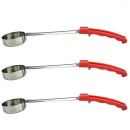 Measuring Tools 3X Pizza Spread Sauce Ladle Rubber Handle Flat Bottom Kitchen Cooking Spoon Stainless Steel Stir Soup