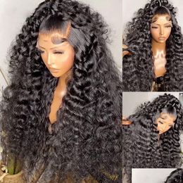 Synthetic Wigs Loose Deep Wave Lace Front Human Hair For Women Black 13X4 Frontal Wig Transparent Hd Glueless Pre Drop Delivery Produ Dhovm