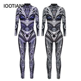 Retro Robot Punk Style Print Cosplay Costume Women/men Jumpsuit Bodysuit Adult Carnival Party Halloween Monos Mujer