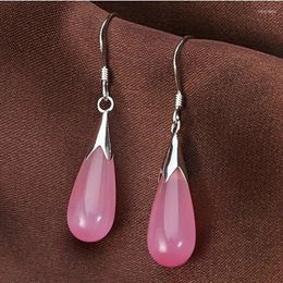 Dangle Earrings Natural Red Opal Hand Carved Drop Fashion Boutique Jewelry Men's And Women's Powder Crystal