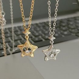 Pendant Necklaces Sweet Crystal Pentagram Necklace For Women Girls Romantic Droplet Hollowed Star Chokers Y2K Accessories Fashion Jewelry