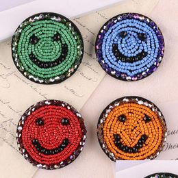 Happy Face Iron Ones Sewing Notion Round Smiling Hand Stitching Beads Badge For Hats Backpacks Jackets Dress Clothes Diy Decorative