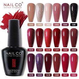 Nail Polish NAILCO 15ml Gel Semipermanent Hybrid Varnish Black Red Colour Art UV Supplies For Professionals 231020