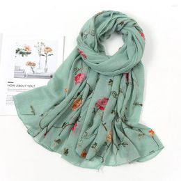 Ethnic Clothing A.s.sqmgos Muslim Women Floral Embroidered Print Scarf Shawls 80 175cm Est Elegant Ladies Beach Hijabs Sun Protection