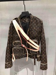 Дизайнерская кожаная куртка женщин топ классический печатный пальто с длинными рукавами тонкие красивые пальто модные топы