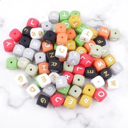 Teethers Toys 50Pcs 12mm English Alphabet Letter Beads Silicone Beads for Personalised Name Pacifier Chain Chewing Jewellery Making Accessories 231020