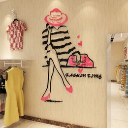 Wall Stickers arrival Fashion Girl Acrylic 3d Wall Stickers for Cloakroom Fitting Room Theme Decals Living Room Home Decor 231020