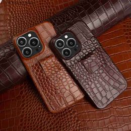 Cell Phone Cases Luxury Genuine Leather Case For iphone13 14pro 14promax 12 12pro 11SE3 13pro Card Holder Slot Shell Mobile Phone Cover Carcase Q231021