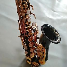 New black gold B-flat professional curved soprano saxophone deep carving black nickel gold professional-grade tone saxo soprano