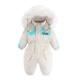 Rompers Winter Baby Rompers -30C Thicken Warm Snowsuits for Baby Girl Boy Hooded Jackets Waterproof Ski Suits Kids Coats Outerwear 231020