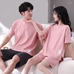 Men's Sleepwear Pyjamas Printed Pajamas Homewear Casual Night Couple Summer Cotton Women Pijamas Short Set