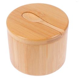 Storage Bottles Seasoned Salt Bamboo Seasoning Jar Glass Tea Kettle Wooden Jars Magnet Home Kitchenware