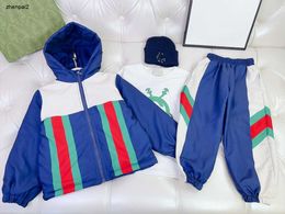 Luxury Tracksuits for kids Winter baby four piece set Size 100-160 Hooded jacket Round neck sweater Knitted hat And sports pants Oct20