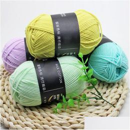 Party Favor Soft Hand Knitting Supplies 22 Colors Knit Blanket Toy Wool Cloghet Yarn 50G Diy Sweater Milk Cotton Anti-Static Home Gard Dhcqu