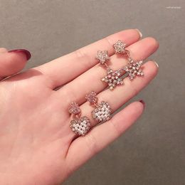 Dangle Earrings Trendy Crystal Heart Star Pendant Drop For Women Fashion Pearl Charm Statement Jewellery Wedding Female 2023