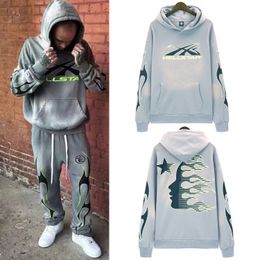 Fashion Mens luxury Designer Hoodies men hoodies pullover High quality hellstar Blue Yoga Hoodios printing long sleeve Street hip-hop Clothing Correct version 066