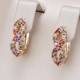 Dangle Earrings Kinel 2023 Full Shiny Colourful Natural Zircon Drop For Women Fashion 585 Rose Gold Colour Party Girls Daily Jewellery