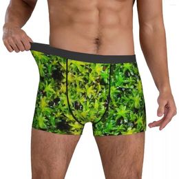 Underpants Green Moss Underwear Leaves Print 3D Pouch Trenky Boxer Shorts Custom Briefs Classic Men's Plus Size 2XL