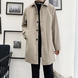 Men's Jackets 2023 Spring Single Breasted MediumLong Trench Coat Male Solid Color Khaki Windbreaker Plus Size 4XL 5XL 231020