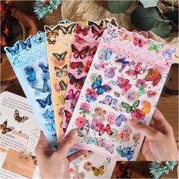 Gift Wrap Gift Wrap Vintage Flowers Butterfly Stickers Scrapbooking Diy Card Making Journal Collage Notebook Decoration Creative Pvc S Dhnqd