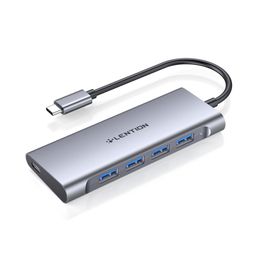 LENTION USB C Hub with 4 USB 3.0 & Type C Charging Compatible 2023-2016 MacBook Pro, New Mac Air, New Surface, Chromebook, More, Stable Driver Certified Type C Multiport Adapter