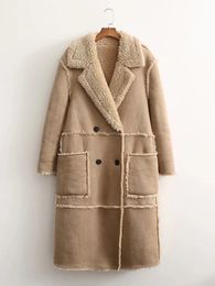 Women's Jackets Winter Women Thick Warm Long Suede Parka Trench Faux Shearling Sheepskin Leather Lamb Fur Coat Vintage Female Overcoat Outwear 231021