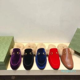 2023-Designer Sandals Luxury Womens Memory Foam Wool Slippers Silk Flat Shoes Leather Rubber Fashion Size 34-40