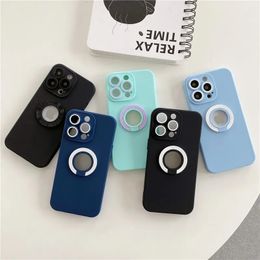 Cell Phone Cases Luxury Ring Bracket Holder Stand Candy Colour Silicone Soft Case for iPhone 13 12 11 Pro Max X XR Lens Camera Protector Cover 231021