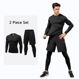 Men's Tracksuits 2 Pcs Set Men's Running Set Gym Jogging Thermo underwear Second skin Compression Fitness MMA rashgard Male Quick dry Track suit 231021