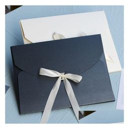 Gift Wrap 24X19X0.8Cm Bow Envelope Kraft Paper Pocket Bag Kerchief Handkerchief Silk Scarf Packing Boxes Box Home Garden Festive Party Dhrbx