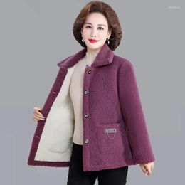 Women's Trench Coats Winter Jacket Velvet Thick Warm Coat Women Lamb Fur Female Grain Loose Long Sleeve Outerwear