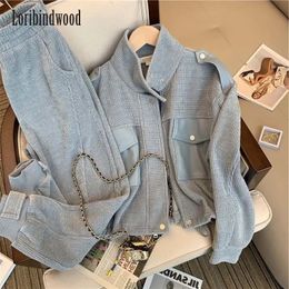 Women's Two Piece Pants Grey Sport and Leisure Suit for Women Autumn Winter 2023Korean Version Retro Fashion Senior Seniority Age reducing Two piece Set 231021