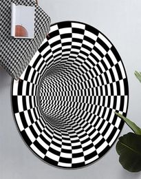 Carpets 100cm Rug For Living Room Round Black And White 3D Trap Pattern Carpet Floor Mat Area Badroom Home DecorationCarpets4771413