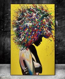 African Girl Abstract Canvas Paintings Modern Graffiti Wall Art Canvas Prints African Art Pictures For Living Room Wall Cuadros6084094