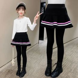 Pantskirt Spring Aurumn Gilrs Stripe Thin Leggings 소녀 스커트-바지 케이크 치마 어린이 3-14 년 바지 어린이 레깅스 231020