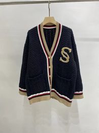 Sandro Women Wool V-neck Cardigan Preppy Style