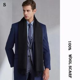 Scarves High Quality 100% Wool Scarf Autumn Winter Men Women Solid Versatile Classic Business Scarves Soft Thick Muffler Male 231021