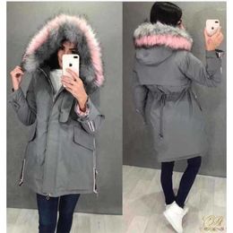 Women's Trench Coats Liva Girl Women Long Coat Autumn Winter Warm Velvet Thicken Faux Fur Parka Female Solid Big Pocket Jacket Outwear