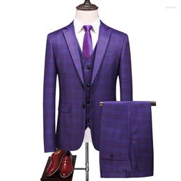 Men's Suits Men's (Jackets Vest Pants) Men Suit Slim Customised Man Business Casual One Buckle Professional Formal Wear Dress