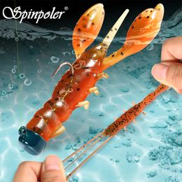 Baits Lures Spinpoler 65mm Soft Lure Artificial Bait Shrimp Lobster Crayfish Twintail Floating Ned Rigging Sea Bass Saltwater Fishing Tackle 231020