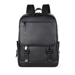 Backpack Fashion Genuine Leather Men Backpacks Large Capacity Shoolbag For Boy Girl Real Business Laptop Unisex Big Bags