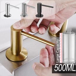 Liquid Soap Dispenser 500ml Brass Brushed Nickel Built-in Pump Kitchen Bottle Black Hand Pressure Sink Counter Liqu