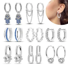 Hoop Earrings Real 925 Sterling Silver Guardian Eye Drop Earring Heart Hoops For Women Jewelry Lover Gift