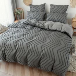 Bedding sets Simple Wave Stripes Grey Sets Full Queen Double Bed King Size Duvet Cover 23 Pcs Set Twin Comforter Pillow Cases 231020