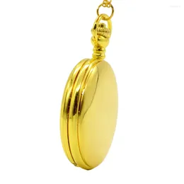 Pocket Watches Fashion & Casual Luxury Golden Smooth Quartz Watch Analogue Pendant Necklace Mens Womens Gift Relogio