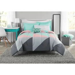Bedding sets Grey and Teal Geometric 8 Piece Bed in a Bag Comforter Set With Sheets Full 231020