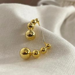 Stud Earrings Kshmir Copper Gold Plated Smooth Bead Ball For Women Europe And America Fashion Elegant Metal Jewellery Gifts