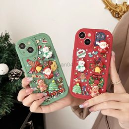 Cell Phone Cases Cartoon 3D Santa Claus Tree Christmas Case For iPhone 15 14 13 12 11 Pro Max XR XS X 7 8 Plus SE New Year Gift Soft Cover 231021